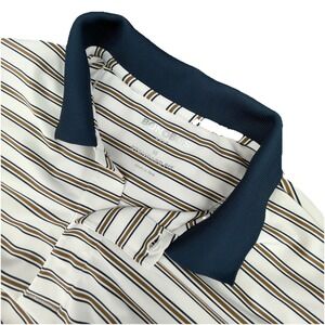 Bonobos Shirt Mens Medium Blue White‎ Brown Striped Polo Golf Performance